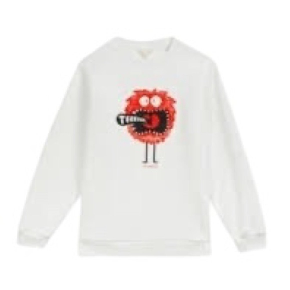 Ted Baker Cream Monster Graphic Sweatshirt Cotton Crewneck Embroidered Size 2 - Picture 6 of 15